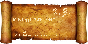 Kubinyi Zénó névjegykártya